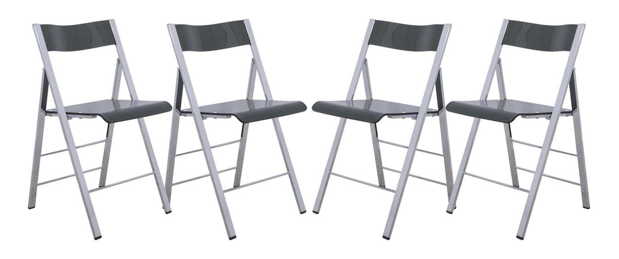 LeisureMod Modern Indoor/Outdoor Home Decorative Furniture Menno Acrylic Folding Chair, Set of 4 - Transparent Black